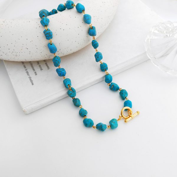Bohemian handmade shaped colored stone necklace